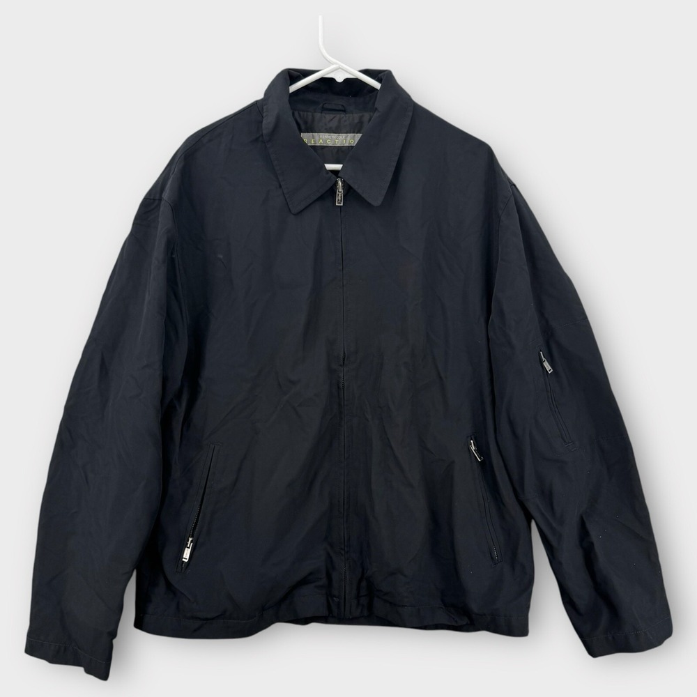 Kenneth Cole Jacket Mens Large Black Windbreaker Rain Zip Up Vented Golf Nylon